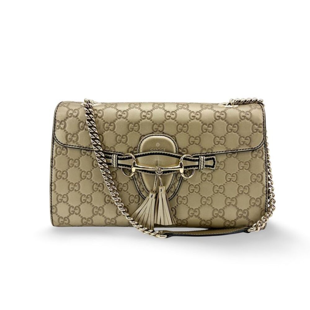 Gucci Emily Guccisima Chain Shoulder Bag Gold
